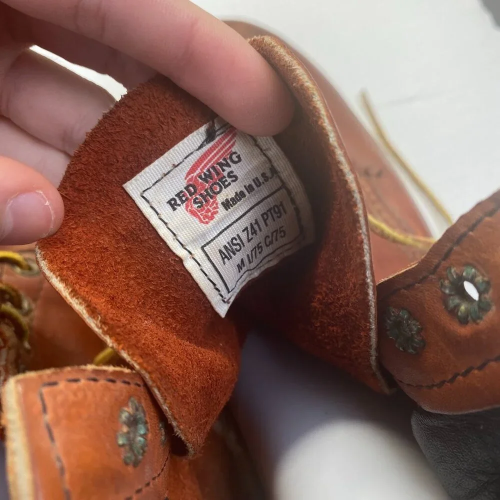 Vtg OXBLOOD STEEL TOE USA RED WING‎ CHORE WORK BOOTS Men’s Size 15B